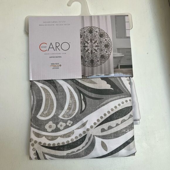 Caro Home Shower Curtain Jupiter Neutral - Picture 3 of 6
